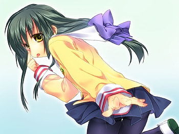 BLAH To You!, Anime Girl, Fuko Ibuki, Bow, Yellow Eyes, Makeing Face, Anime, Fuko, Seifuku, Tongue Out, Ibuki, Clannad, School Uniform, Long Hair, Big Eyes, Clannad After Story HD wallpaper
