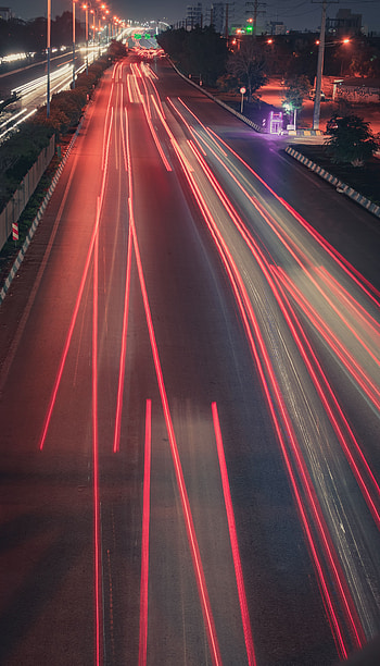 Cities, Road, Night City, Backlight, Illumination, Speed, Long-Term Exposure HD phone wallpaper