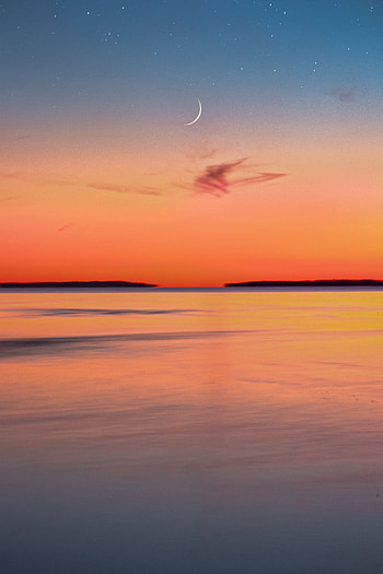 Nature, Sky, Sea, Twilight, Moon, Horizon, Dusk HD phone wallpaper