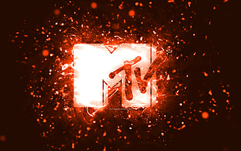 MTV orange logo, , orange neon lights, creative, orange abstract background, Music Television, MTV logo, brands, MTV HD wallpaper