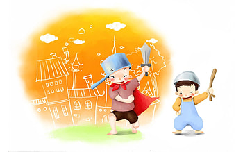 Games, Toys, Miscellanea, Miscellaneous, , Drawing, Toddlers, Kids, Childhood, Sword, Joy, Boys, Pan, Saucepan, Pranks HD wallpaper
