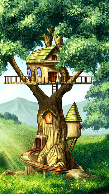 Casa Arbol, green, bosque, tree, verde, anime HD phone wallpaper