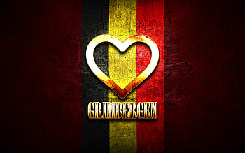 I Love Grimbergen, belgian cities, golden inscription, Day of Grimbergen, Belgium, golden heart, Grimbergen with flag, Grimbergen, Cities of Belgium, favorite cities, Love Grimbergen HD wallpaper