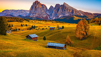 Alpine hut, Trentino pastures, Dolomites countryside, Windows 10 spotlight HD wallpaper
