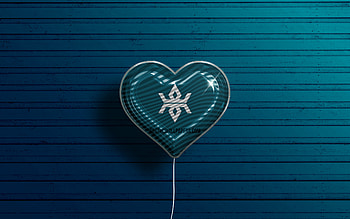 I Love Iwate, , realistic balloons, blue wooden background, Day of Iwate, japaenese prefectures, flag of Iwate, Japan, balloon with flag, Prefectures of Japan, Iwate flag, Iwate HD wallpaper