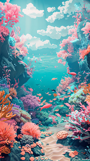 Aquatic Serenity, underwater, coral reef, ocean HD phone wallpaper