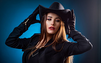 The Hat, cowgirls, gloves, brunettes, hats HD wallpaper