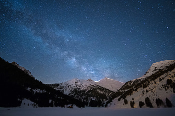 Nature, Universe, Mountains, Snow, Starry Sky HD wallpaper