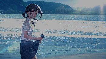 Anime girl beach, , Anime HD wallpaper