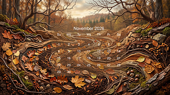 November 2026 — Autumn Leaves Calendar, November 2026 Calendar HD wallpaper