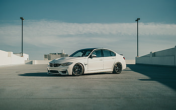 BMW M3, F80, front view, white sedan, exterior, new white M3, white F80, German cars, BMW HD wallpaper