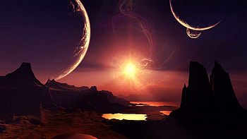 Space Haven, planets, cg, 3d, render, space, worlds, sun HD wallpaper