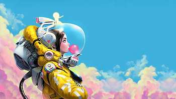 Bubble gum in space, Futuristic and whimsical, Cute and colorful, Galactic bubble-blowing HD wallpaper