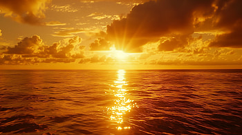 Golden Ocean Sunset, ocean, water, cloud HD wallpaper