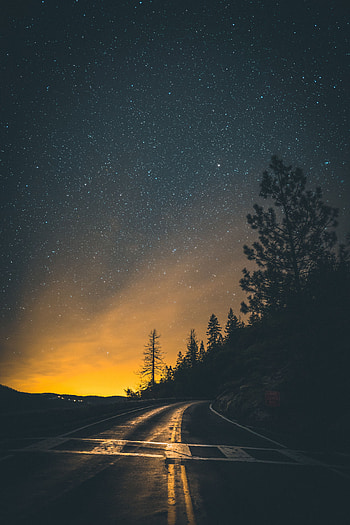 Nature, Sunset, Twilight, Road, Turn, Asphalt, Dusk, Glow, Slope, Road Markings HD phone wallpaper