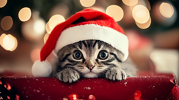 Adorable Christmas Cat Ultra, christmas cat, cat, Christmas, holiday, pet HD wallpaper