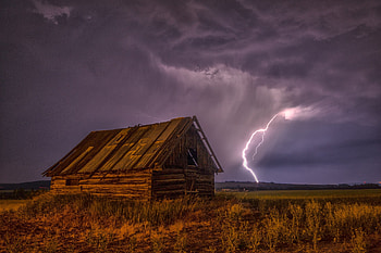 Nature, Sky, Clouds, Lightning, Barn, Shed HD wallpaper