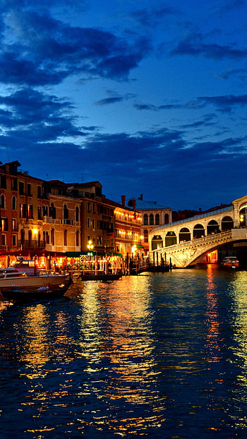Venice gondola at night, background, , mobile HD phone wallpaper