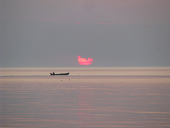 sunrise over the Black Sea, sea, nature, romania, sunrise HD wallpaper