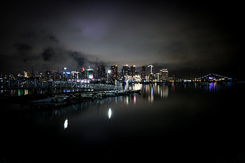 Buildings, lights, night, dark and minimal, cityscape HD wallpaper