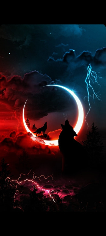 Midnight devil wolf, atmosphere, sky HD phone wallpaper