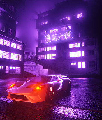 Sports, Art, Night, City, Car, Machine, Neon, Sports Car, Glow HD phone wallpaper