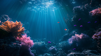 Underwater Wonderland: Vibrant Coral and Sunlight Rays, underwater HD wallpaper