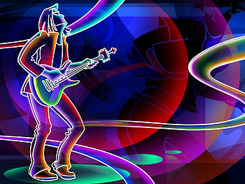 Neon Jazz, lightwaves, guitar, neon, jazz HD wallpaper