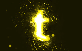 Tumblr yellow logo, , yellow neon lights, creative, yellow abstract background, Tumblr logo, social network, Tumblr HD wallpaper