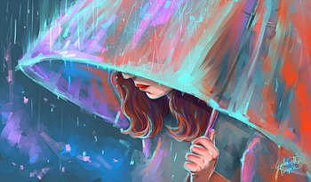 Beautiful Painting, umbrella, lady, abstract, painting HD wallpaper