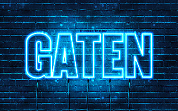 Gaten, , with names, Gaten name, blue neon lights, Gaten Birtay, Happy Birtay Gaten, popular italian male names, with Gaten name HD wallpaper