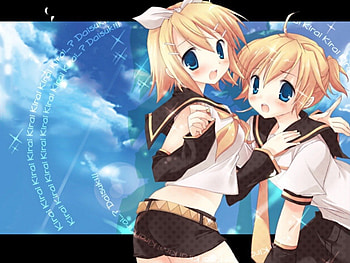 Rin & Len, Project Diva, Kagamine Len, Kagamine Rin, Vocaloid, Kirai Daisuki, 02, Cute HD wallpaper