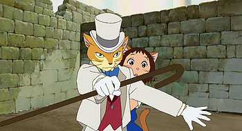 The Cat Returns, cat, wall, cane, hat HD wallpaper
