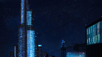 Standing On Rooftop Watching Stars , artist, artwork, digital-art, artstation HD wallpaper
