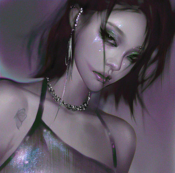 Girl, fw, fwart, art, fantasy, asian, face HD wallpaper