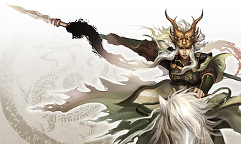 Ma Chao, games, horse, white background, long hair, dynasty warriors, white hair, weapon, video games, spear, warrior HD wallpaper
