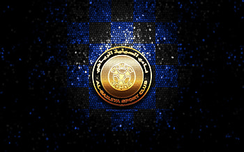 Al-Sailiya SC, glitter logo, QSL, blue black checkered background, soccer, qatari football club, Al-Sailiya SC logo, mosaic art, Al Sailiya, football, Al-Sailiya FC HD wallpaper