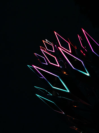 Multicolored, Motley, Neon, Backlight, Illumination, Rhombus HD phone wallpaper