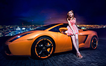 lamborghini gallardo, girl, lamborghini, gallardo, asian HD wallpaper