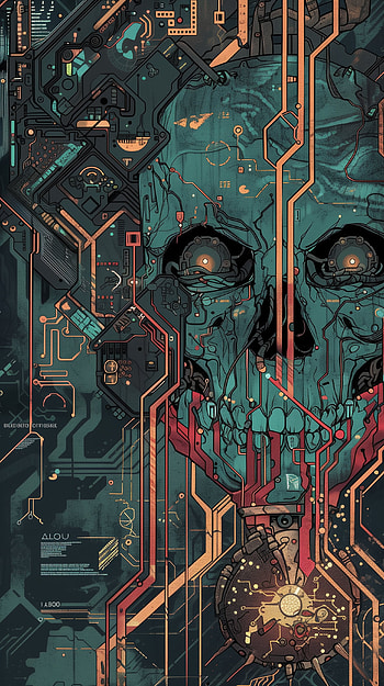 Cybernetic Skull Circuitry , circuit, skull HD phone wallpaper