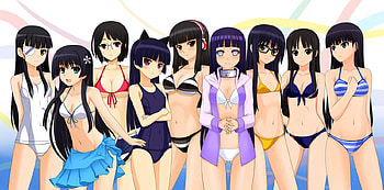 List, anime, kuroneko, bikini, girls, mio, hinata HD wallpaper