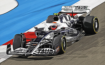 AlphaTauri-RBPT AT03, vector art, Yuki Tsunoda, 2022 F1 cars, Formula 1, AlphaTauri-RBPT AT03 on track, Yuki Tsunoda drawing, Scuderia AlphaTauri, new AT03, F1, Scuderia AlphaTauri 2022, F1 cars HD wallpaper