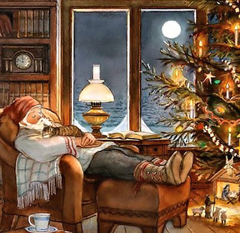 Christmas Nap, Painting, Room, Santa, Christmas HD wallpaper