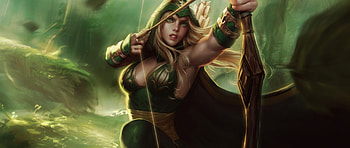 Ashe warrior, League of Legends, Dual wide HD wallpaper