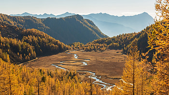 Valle di Preda Rossa, Italy, river, fall, autumn, trees, colors, sky, alps HD wallpaper