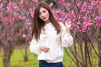 Blossoms, model, lady, prety HD wallpaper