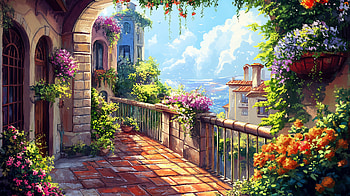 Stunning Balcony Garden - Ultra, balcony, flower, landscape, scenic HD wallpaper