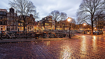 Amsterdam, Netherlands, Cities, Light, Reflection, Rain, , Bicycle HD wallpaper