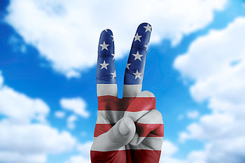 Hands Victory Symbol With American Flag, american flag, hand, victory, peace, 4th Of July HD wallpaper