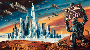 Welcome to Ice City: A Stunning Ice Sculpture, ice sculpture, Science Fiction, futuristic architecture, spaceship HD wallpaper